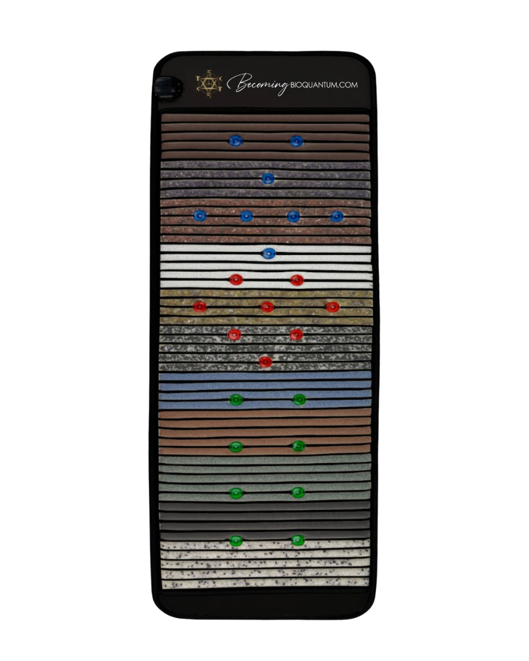 The EvoStar™ Frequency Mat beside a strand of golden light