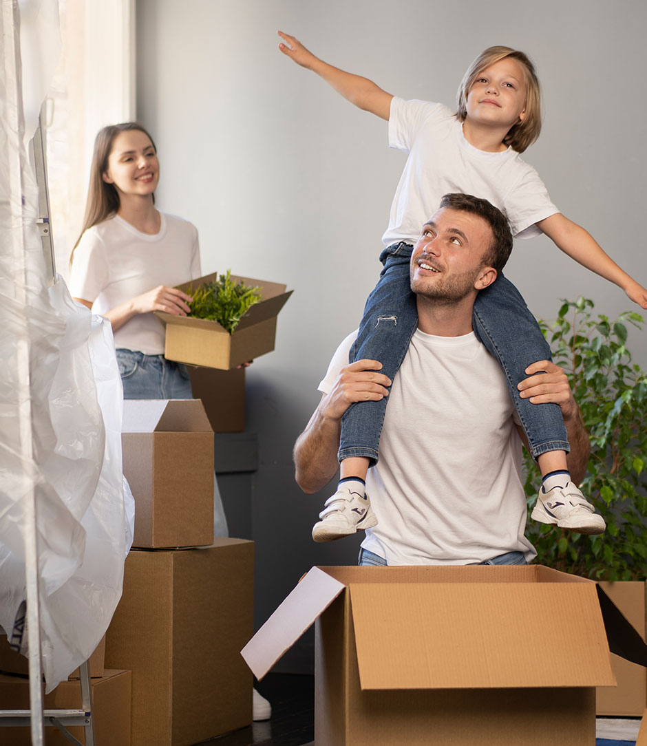Family in new home
